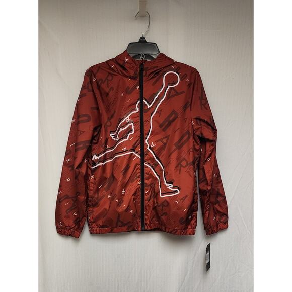 Jordan Boys' All Over Logo Windbreaker Jacket with Hood Rain Jacket Size Medium - Picture 2 of 5